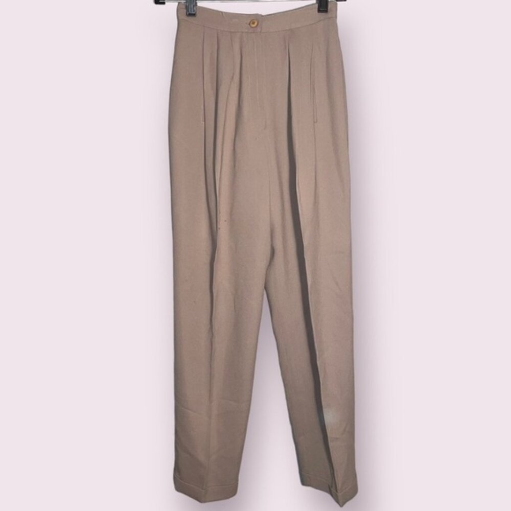 Vintage Saville Suit Slacks - Classic Cream Tailored Trousers, Size 2P